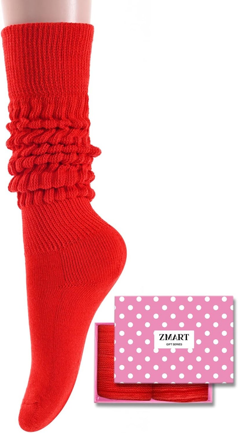 Zmart Women Slouch Socks - Cozy Scrunch Socks, 80s Style in White, Black, Orange & Cream - Image 1